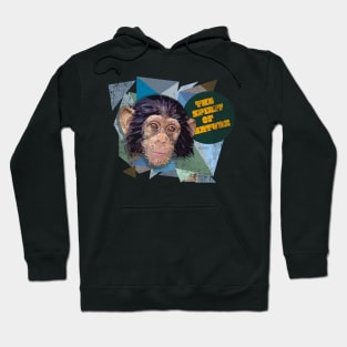 Low polygon art of young chimpanzee with grunge texture. Hoodie